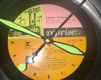 Vinyl record clock featuring Dwight Yoakam