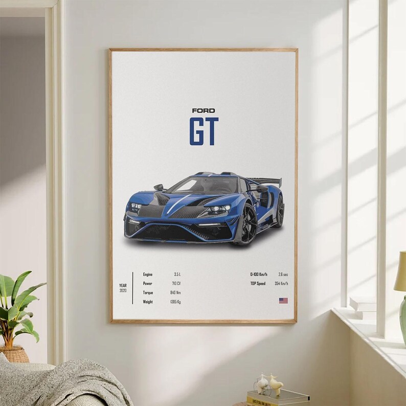 Ford GT Le Mansory Poster for Kids Boys Room Super Car Print Wall Art ...