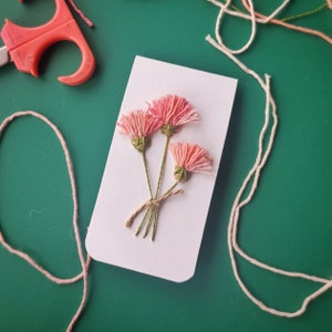 The 3 flowers - Artisan, hand - embroidered floral card for Mother's day, birthday, or any special occasion.