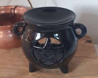 Cauldron perfume burner - witchy cauldron - pentagram perfume burner