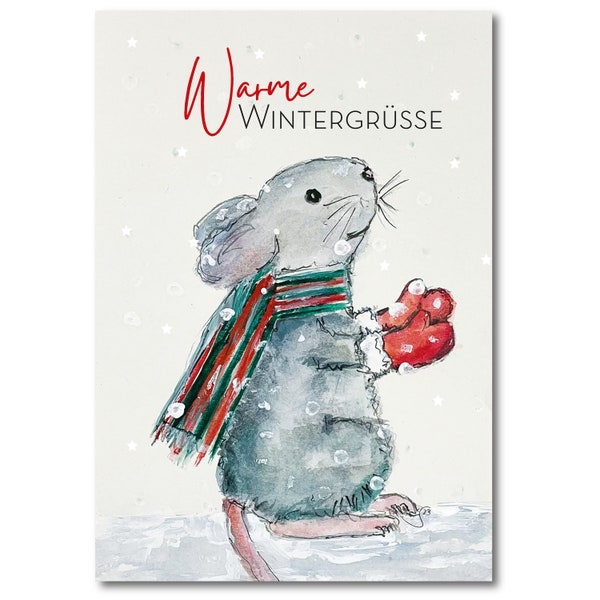 Warme Wintergrüsse | Postkarte mit Briefumschlag weiß | DIN A6