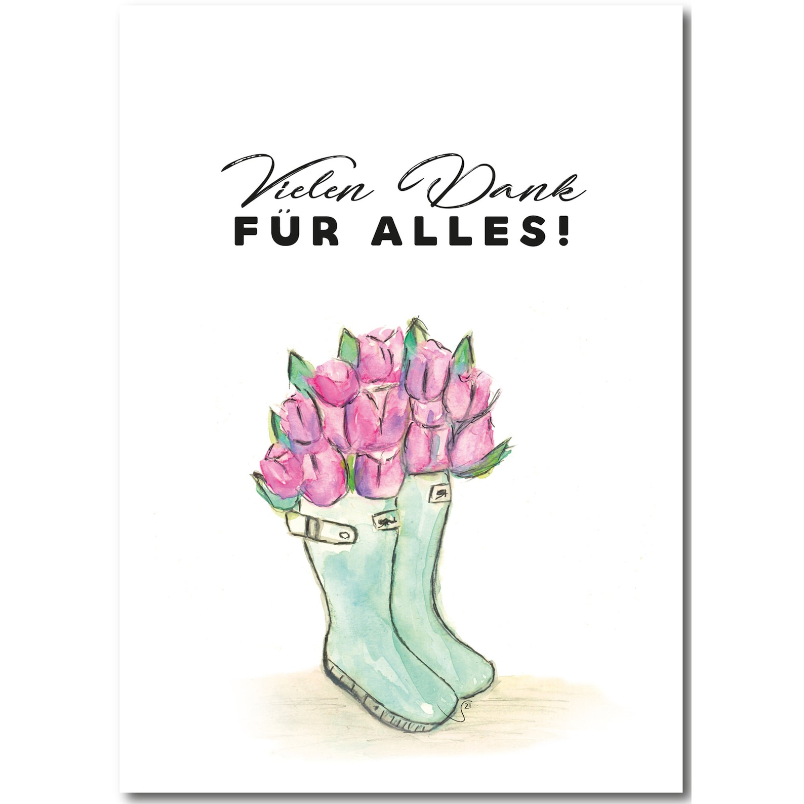 Vielen Dank für alles! | Postkarte mit Briefumschlag weiß | DIN A6