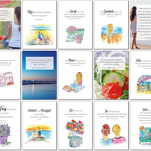 24 Postkarten im Set mit liebevollen Aquarellbilder  | Postkarte  DIN A6