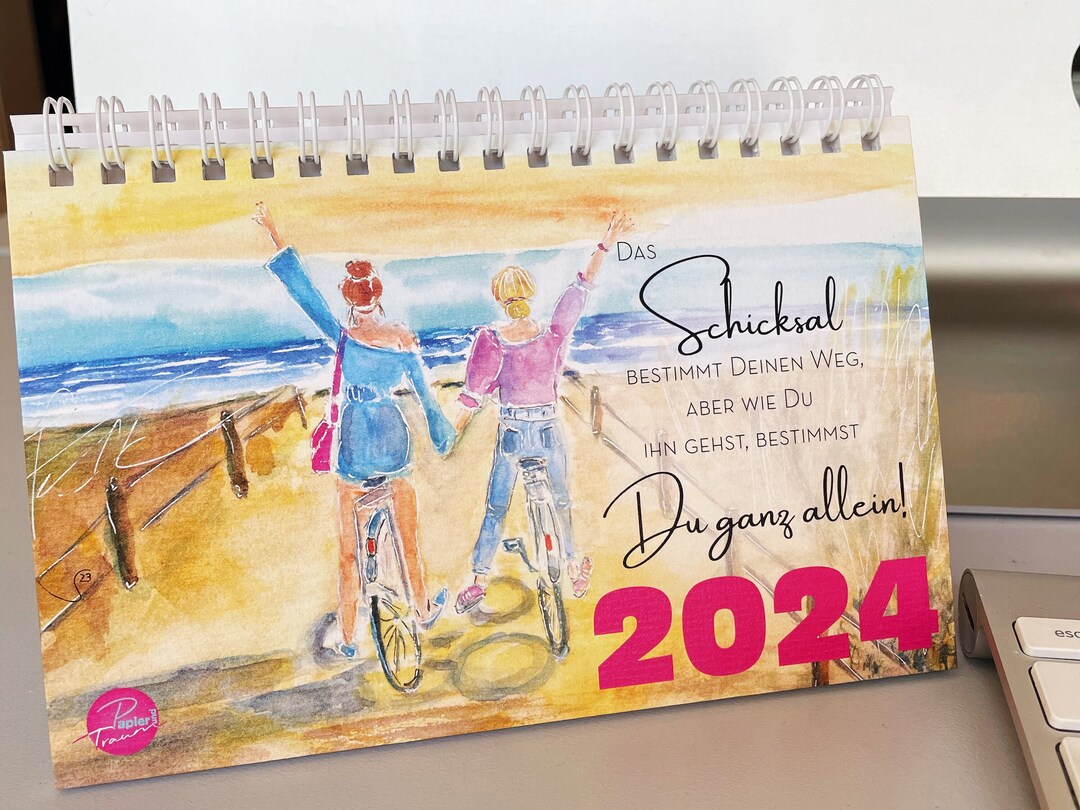 Desk Calendar 2024, Positive Sayings With Watercolor Images, Monthly