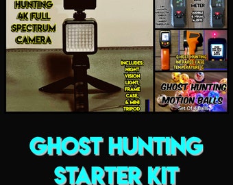 Ghost Hunting Starter Kit   Full Spectrum 4K Camera, Mount, IR Light, Laser Temp Gun, 4 Motion Balls, Pro EMF Meter! Paranormal Equipment