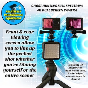 Appareil photo Ghost Hunting 4K à spectre complet avec écrans de visualisation avant et arrière, filmez comme un selfie pour prendre des vidéos incroyables dans l'obscurité totale !