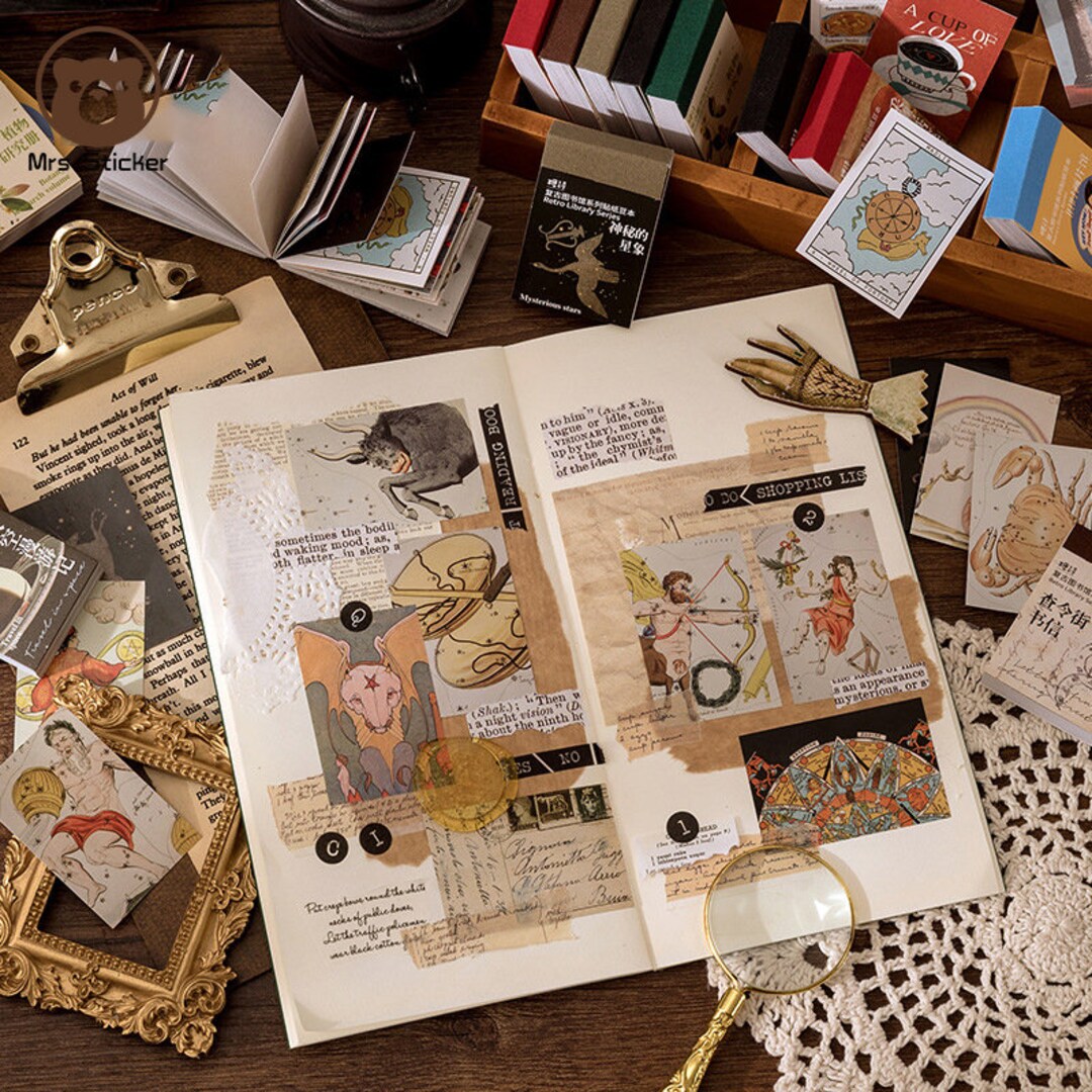 50 Sheet Ephemera Mini Sticker Book 114 Etsy