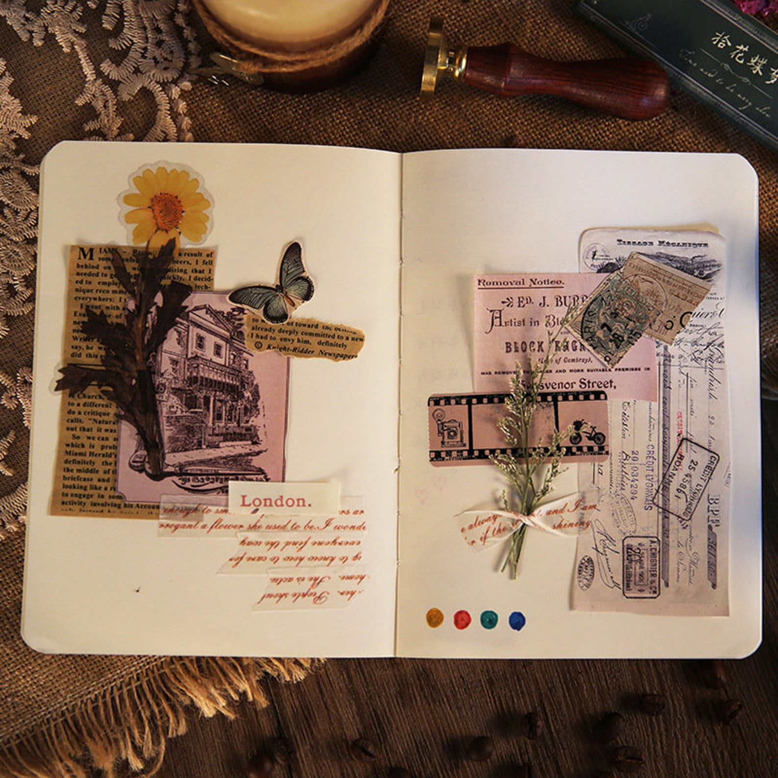 50sheets Vintage Memo Pads Retro Sticky Notes Ephemera Pack