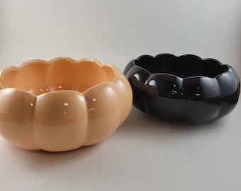 Vintage Ceramic Pumpkin Shaped Planters, Taiwan Made