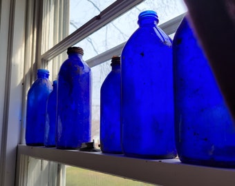 Antique Cobalt Blue Bottles, Phillip's Milk of Magnesia Bottles