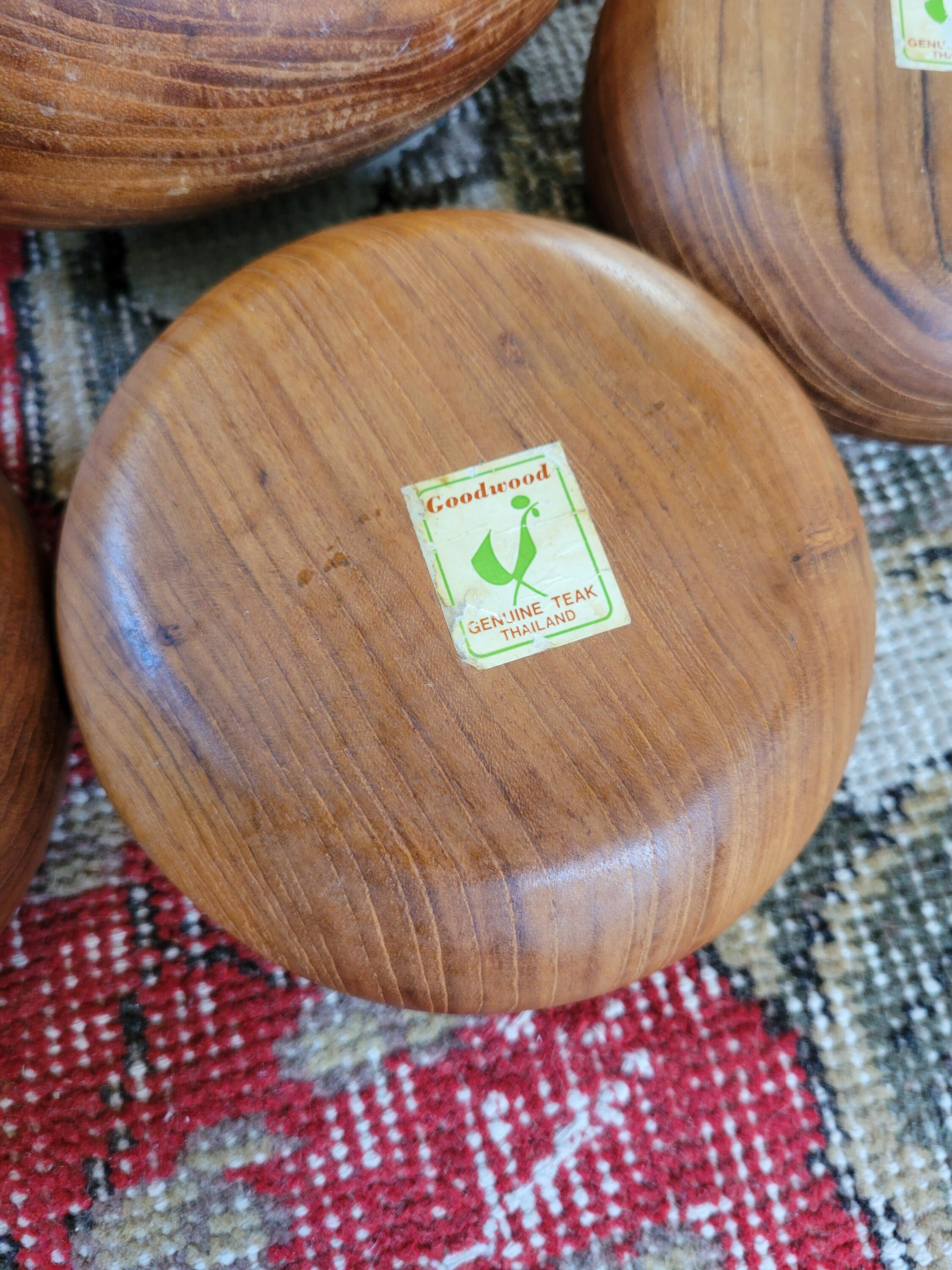 Goodwood Thailand Vintage Teak Salad Bowl Set Etsy