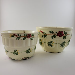 Vintage Teleflora Jello Mold Ceramic Hanging Planters, Hand Painted in Portugal
