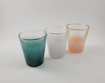Vintage Blendo Frosted Shot Glasses, Set of 3, Color Frost