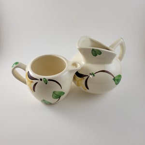 Vintage Ceramic Pitcher and Creamer Set with Yellow Flowers