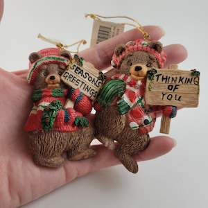 Teddy Bear Ornaments and Magnets, Vintage SSCO Holiday Figurines
