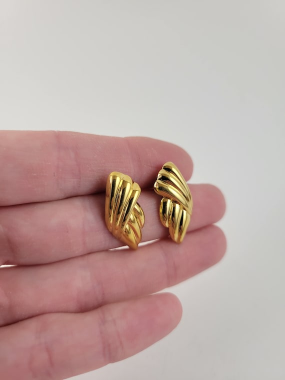 Vintage Monet Woven Gold Costume Studded Earrings