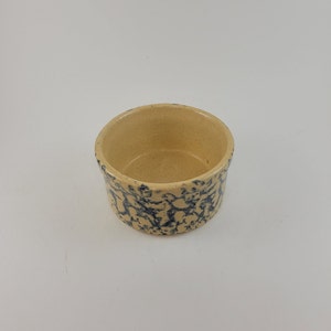Vintage Robinson Ransbottom Blue Spongeware Pattern Stoneware Crock Ramekin