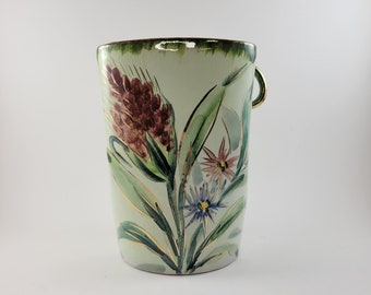 Vintage Italian Hand Painted Floral Ceramic Vase