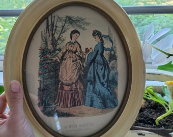 Vintage La Mode Illustree French Fashion Print Small Framed