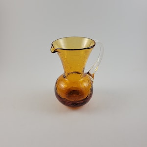 Vintage Hand Blown Blenko Crackled Amber Bud Vase