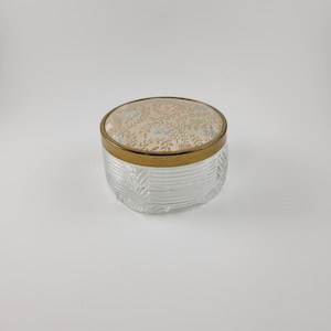Vintage Floral and Gold Glass Powder Jar