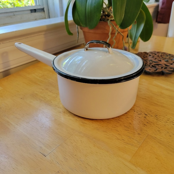 Enamel Pan With Lid Etsy