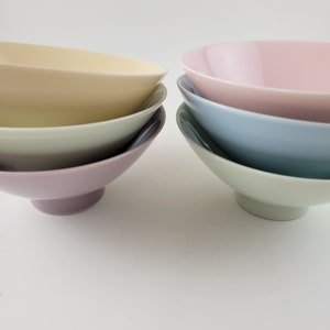 Vintage Pastel Ceramic Footed Bowl Sets