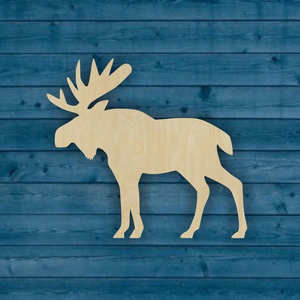 Moose Shape | Multiple Sizes | Laser Cut | Unfinished | Wood Cutouts Shapes | Wildlife