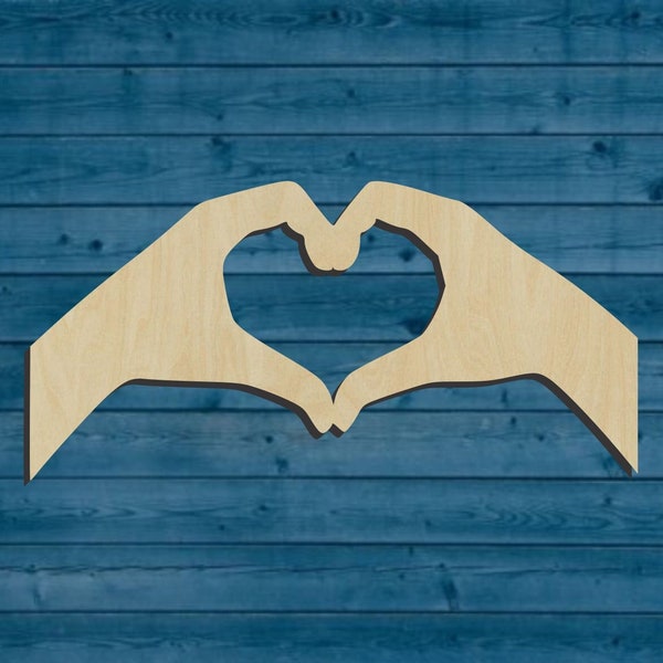 Sign Language | Wedding | Love | Hand Heart | Valentines Shape | Multiple Sizes | Laser Cut | Unfinished | Wood Cutouts Shapes