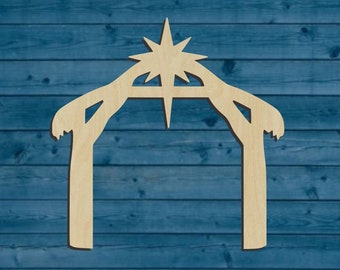Nativity Barn Stable Shape | Multiple Sizes | Laser Cut | Unfinished | Wood Cutouts Shapes | Christmas
