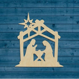 Star of Bethlehem Wood 22 Shape, Unfinished Christmas Nativity Cutout, DIY