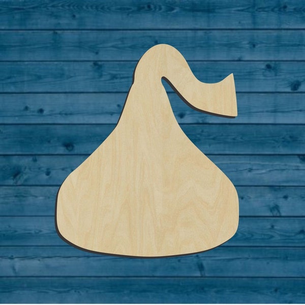 Valentines | Hershey's Kiss Shape | Multiple Sizes | Laser Cut | Unfinished | Wood Cutouts Shapes