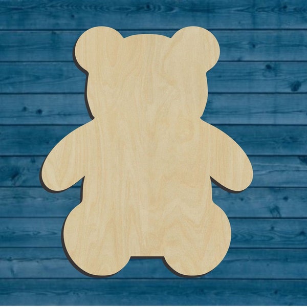 Valentine | Teddy Bear Shape | Multiple Sizes | Laser Cut | Unfinished | Wood Cutouts Shapes