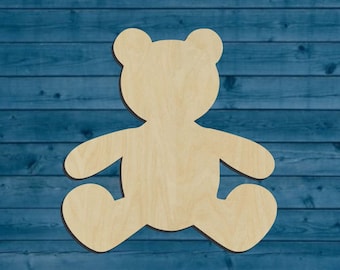 * 3x Heart Teddy Bear Blank DYI wooden Craft Paint Decoration Live Hanging MS 