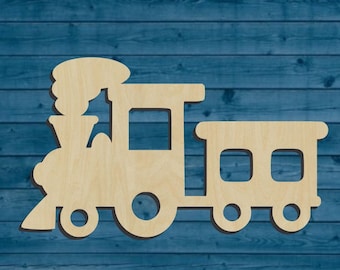 Train Shape | Multiple Sizes | Laser Cut | Unfinished | Wood Cutouts Shapes