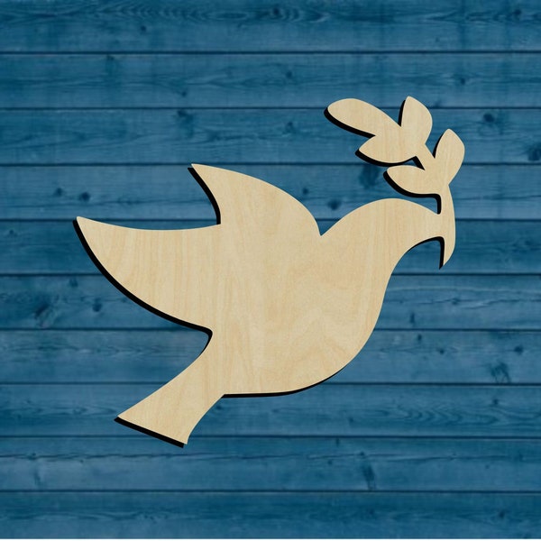 Olive Branch | Birds | Easter Dove Shape | Multiple Sizes | Laser Cut | Unfinished | Wood Cutouts Shapes