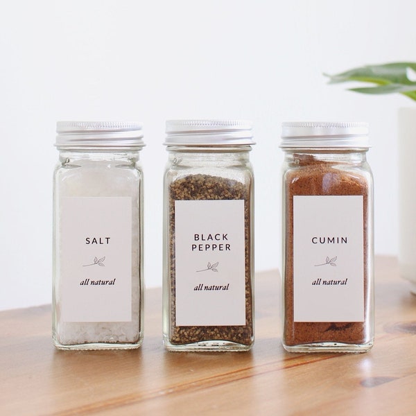 Spice & Kruiden etiketten | Modern design | Keuken Pantry Organisatie |  Olie + Waterbestendig | Épices Étiquettes | Aanpasbare
