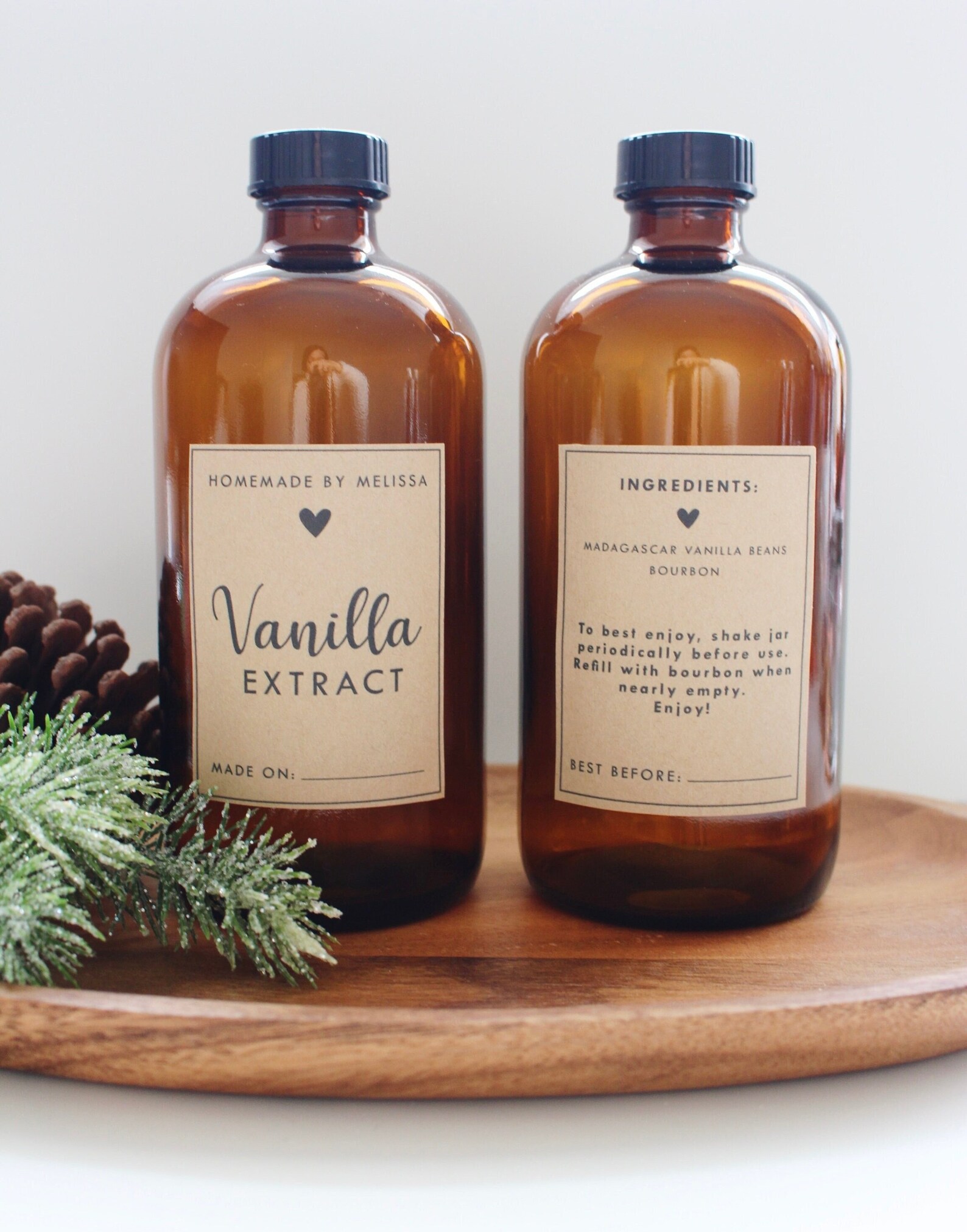 Vanilla Bean Extract Labels Back & Front Labels Kraft White Etsy UK