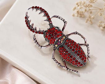 Crystal Bug Brooch Decorative Insect Pin Bug Brooch Pin Nature Jewelry Lapel Beetle Bug Brooch  Accessory Gift for Women