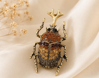 Beetle Brooch Pin Crystal Insect Brooch Decorative Bug Brooch Pin Nature Jewelry Lapel Accessory Gift for Women Girls