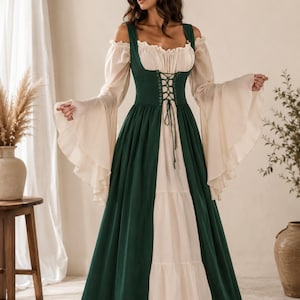 green renaissance dress plus size Medieval stitch-pos:1