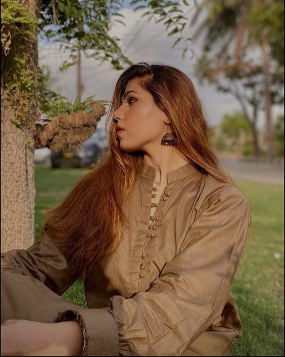 Brown Shalwar Kameez: Handmade Pakistani Cotton Trouser Dress - Etsy
