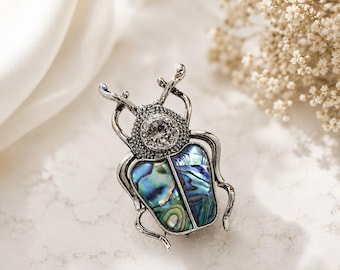 Scarab Jewelry Beetle Brooch Crystal Insect Pin Nature Inspired Brooch Decorative Lapel Accessory Gift for Women Girls