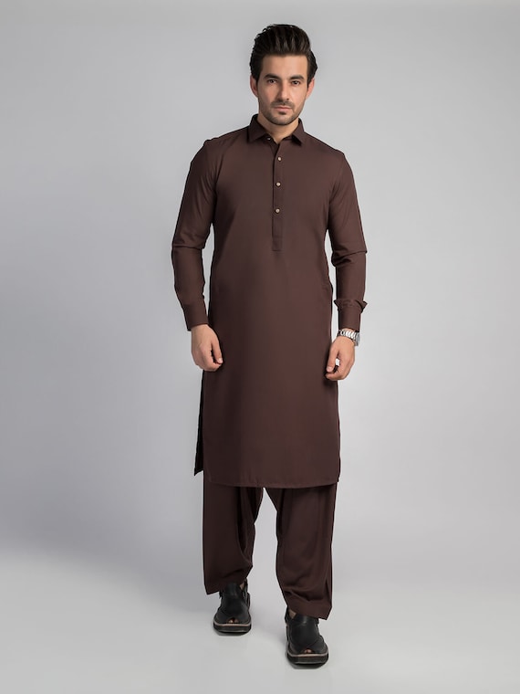 Mens Coffee Brown Plain Shalwar Kameez Mens Eid Shalwar Kameez Handmade Kurta Shalwar Dark Brown Kurta Pajama Pakistani Brown Shalwar Kamiz Etsy Canada