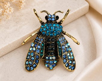 Insect Brooch Bug Brooch Pin Crystal Bee Brooch Rhinestone Bee Pin Vintage Style Fashion Jewelry Elegant Gift Accessory