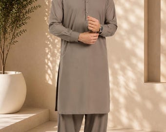 Men's Pure Brown Kurta And Shalwar Kameez Handmade Pure Cotton Kurta Traditional Indian Pakistani Outfit for Celebrations