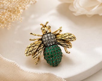 Bug Brooch Pin Bee Brooch Vintage Style Fashion Jewelry Nature Inspired Gift Accessory Rhinestone Bee Insect Brooch Pin