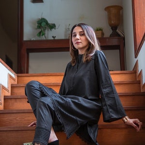 Black Shalwar Kameez: Handmade Pakistani Indian Dress with Lace