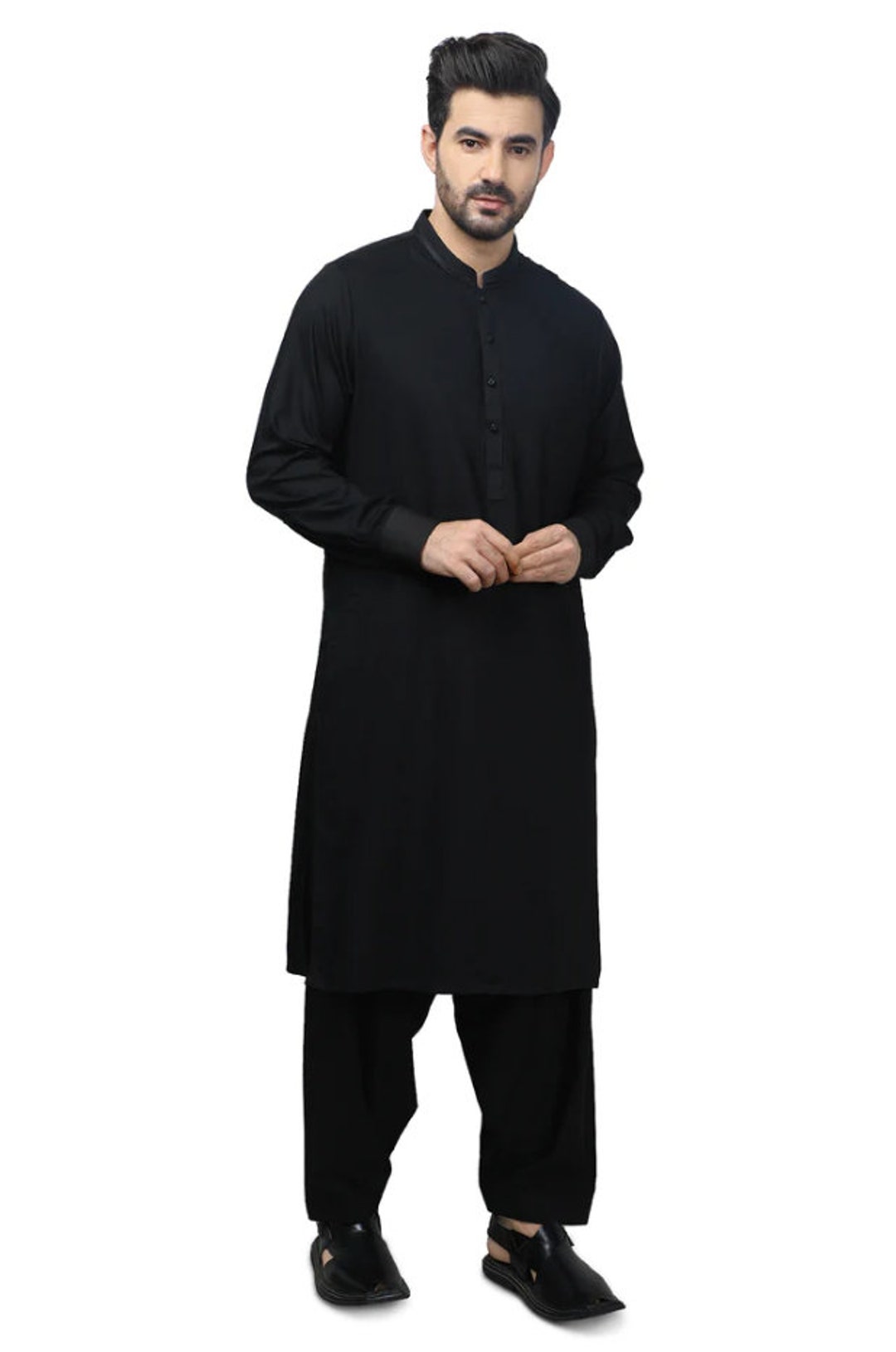Mens Shine Black Plain Shalwar Kameez Mens Wedding Shalwar