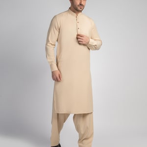 Mens Light Beige Plain Shalwar Kameez Mens Eid Shalwar Kameez Handmade Kurta Shalwar Beige Kurta Pajama Pakistani Beige Shalwar Kamiz